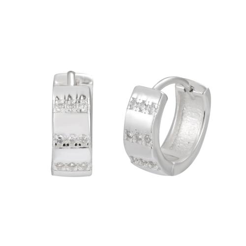 Pendiente de plata cubic zirconia Micro Pave Sterling, Plata de ley 925, Joyería & micro arcilla de zirconia cúbica & para mujer, 11.3mm, Vendido por Par[