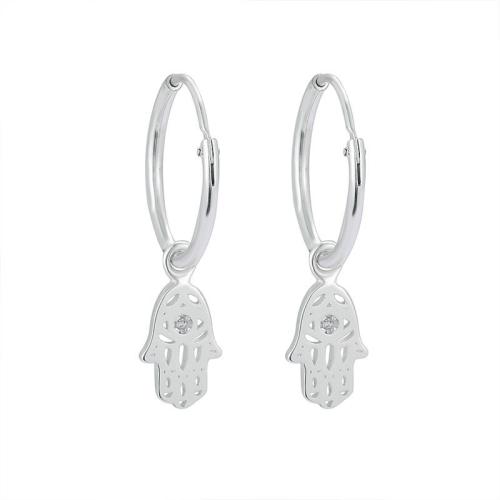 Silver Earring Zircon pavent Sterling, Argent sterling 925, bijoux de mode & pavé de micro zircon & pour femme, 26.1mm, Vendu par paire[