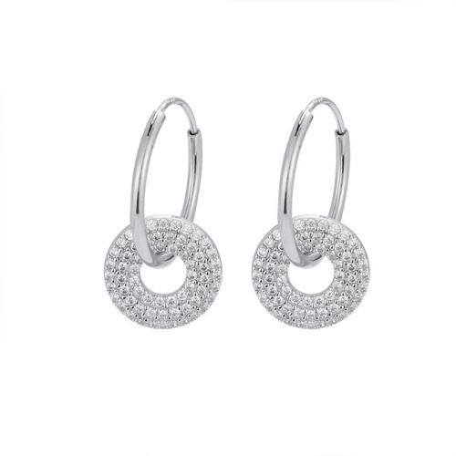 Pendiente de plata cubic zirconia Micro Pave Sterling, Plata de ley 925, Joyería & micro arcilla de zirconia cúbica & para mujer, 20.3mm, Vendido por Par[