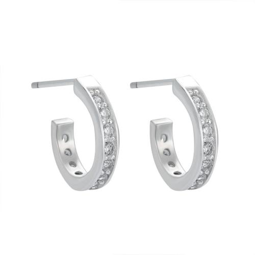 Silver Earring Zircon pavent Sterling, Argent sterling 925, bijoux de mode & pavé de micro zircon & pour femme, 12.7mm, Vendu par paire[