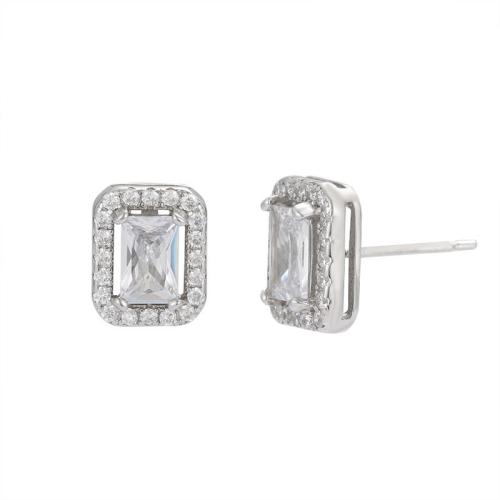 Silver Earring Zircon pavent Sterling, Argent sterling 925, bijoux de mode & pavé de micro zircon & pour femme Vendu par paire