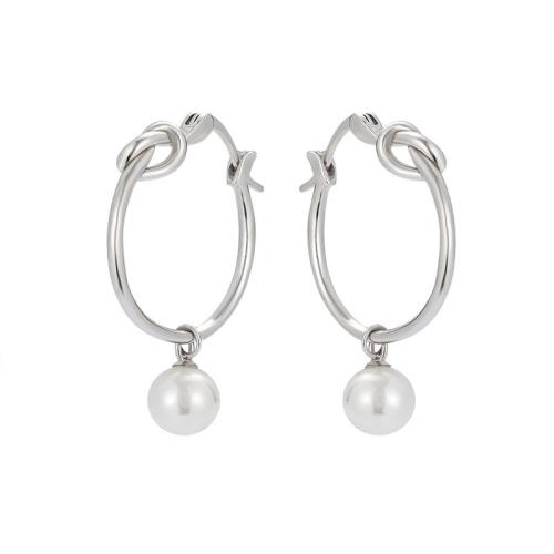 Boucle d'oreille goutte argent sterling, Argent sterling 925, avec Shell Pearl, bijoux de mode & pour femme, 33.4mm, Vendu par paire