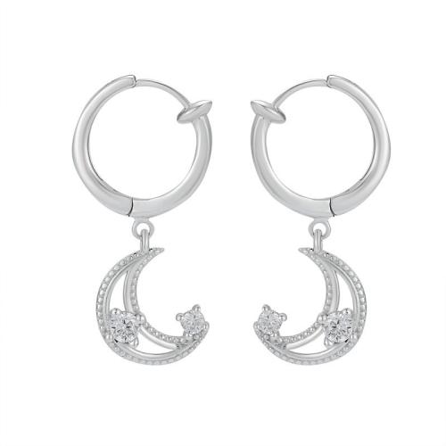 Silver Earring Zircon pavent Sterling, Argent sterling 925, bijoux de mode & pavé de micro zircon & pour femme Vendu par paire[