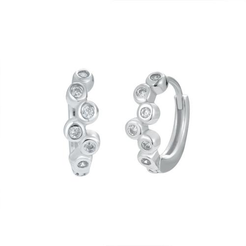 Silver Earring Zircon pavent Sterling, Argent sterling 925, bijoux de mode & pavé de micro zircon & pour femme, 12.9mm, Vendu par paire[