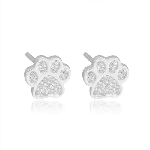 Silver Earring Zircon pavent Sterling, Argent sterling 925, Griffe, bijoux de mode & pavé de micro zircon & pour femme, 8mm, Vendu par paire[