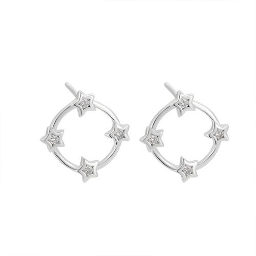 Silver Earring Zircon pavent Sterling, Argent sterling 925, bijoux de mode & pavé de micro zircon & pour femme, 12.8mm, Vendu par paire