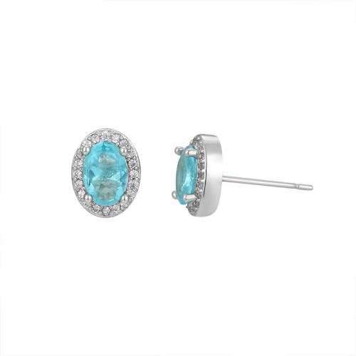 Silver Earring Zircon pavent Sterling, Argent sterling 925, bijoux de mode & pavé de micro zircon & pour femme Vendu par paire