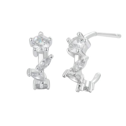 Silver Earring Zircon pavent Sterling, Argent sterling 925, bijoux de mode & pavé de micro zircon & pour femme Vendu par paire