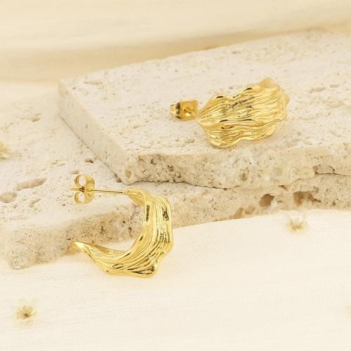 Titanium Steel Earrings, gold color plated, for woman 