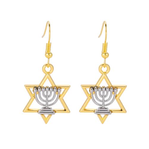 Zinc Alloy Drop Earring, Hexagram, plated, fashion jewelry & for woman 