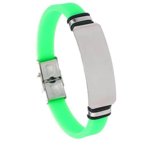 Pulseras de acero inoxidable del silicón, silicona, con acero inoxidable 304, pulido, Joyería & para hombre, más colores para la opción, longitud:8.26 Inch, Vendido por UD[