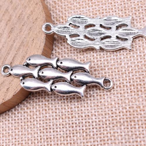 Animal Zinc Alloy Connector, Fish, antique silver color plated, DIY & 1/1 loop 