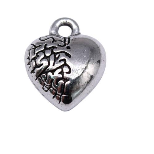 Pendentifs coeur en alliage de zinc, Plaqué de couleur d'argent, DIY Vendu par PC