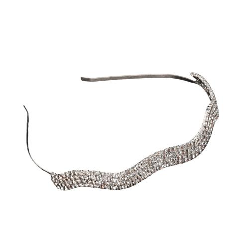 Hair Bands, Zinc Alloy, fashion jewelry & for woman & with rhinestone, silver color 