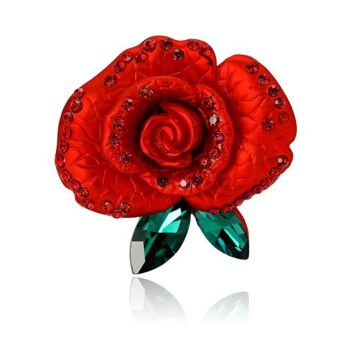 Zinc Alloy Jewelry Brooch, Flower, for woman & enamel & with rhinestone 