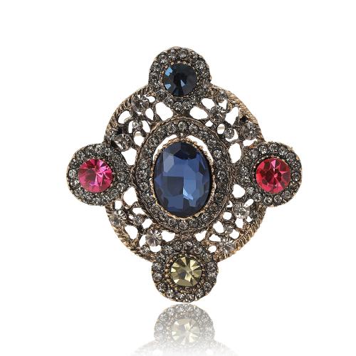 Zinc Alloy Jewelry Brooch, gold color plated, for woman & with rhinestone 