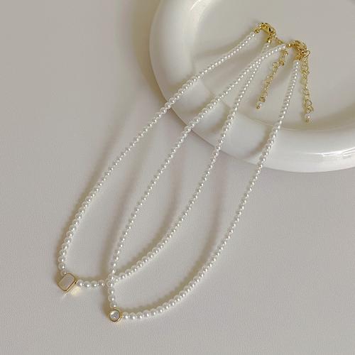 Brass Jewelry Necklace, with Shell Pearl & Shell, gold color plated & for woman cm 