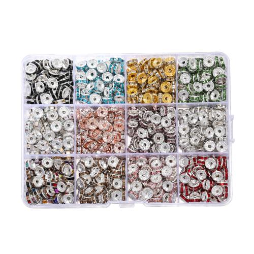 Rhinestone Zinc Alloy Beads, Round, plated, DIY & with rhinestone, mixed colors 