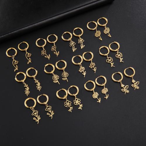 Stainless Steel Drop Earring, 304 Stainless Steel, Flower, plated, fashion jewelry & for woman 