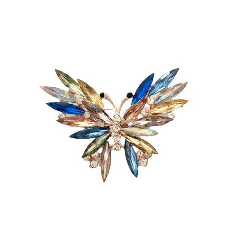 Rhinestone Zinc Alloy Brooch, plated & with rhinestone 