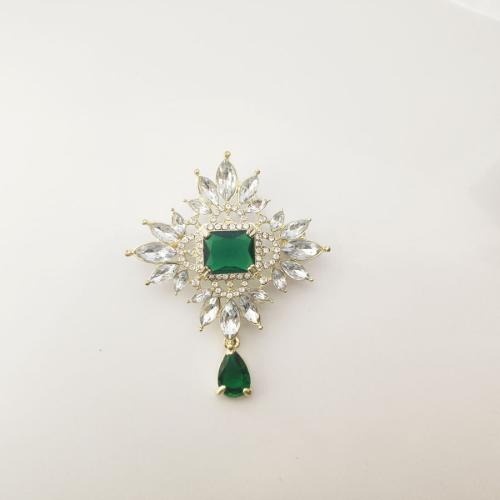 Rhinestone Zinc Alloy Brooch, plated & with rhinestone 