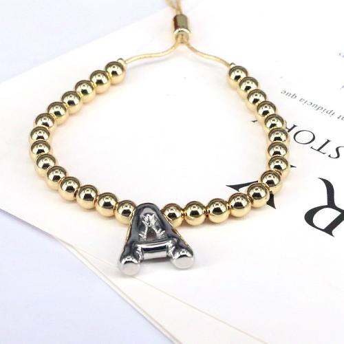 Brass Bracelets, plated, letters are from A to Z & for woman, golden Approx 15-25 cm 