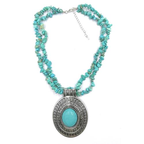 Gemstone Necklaces, Zinc Alloy, with turquoise & Gemstone, with 7cm extender chain, plated & for woman Approx 47 cm 