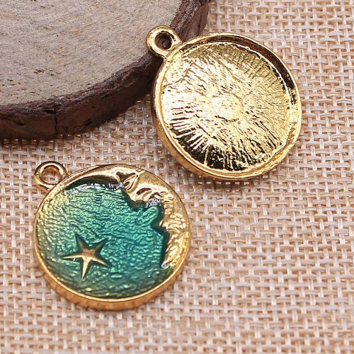 Zinc Alloy Enamel Pendants, Moon and Star, plated, DIY 