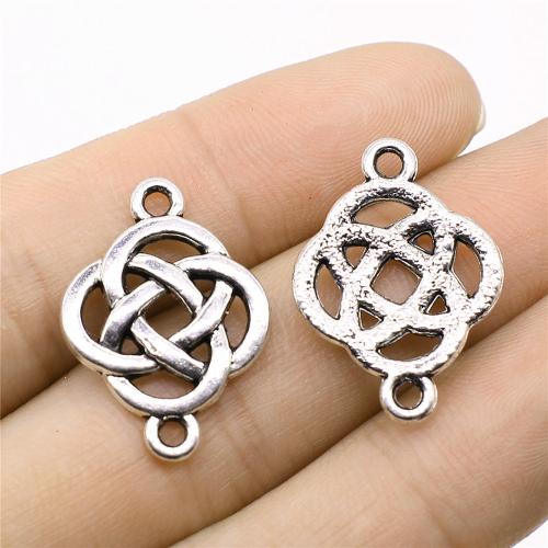 Zinc Alloy Charm Connector, Chinese Knot, antique silver color plated, DIY & 1/1 loop 