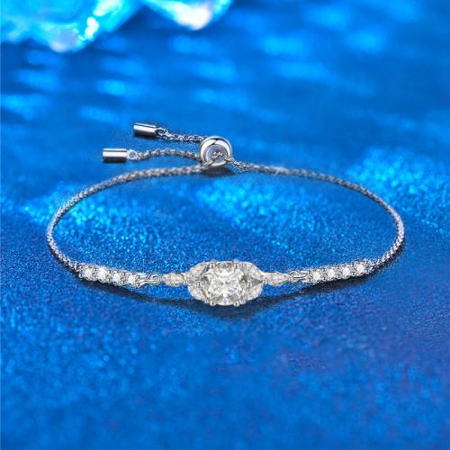 925er Sterling Silber Armband, mit Moissanite, platiniert, Modeschmuck & für Frau, Länge:ca. 9.4 ZollInch, verkauft von PC