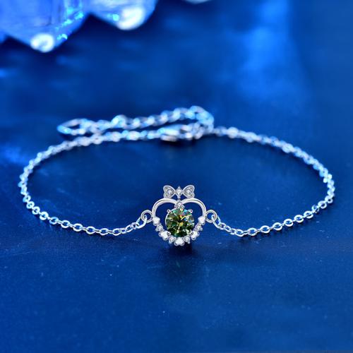 925er Sterling Silber Armband, mit Moissanite, mit Verlängerungskettchen von 1.2inch, Herz, Modeschmuck & für Frau & hohl, keine, Länge:ca. 5.9 ZollInch, verkauft von PC