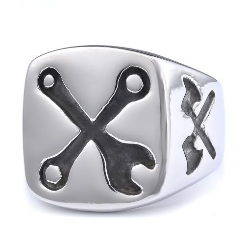 Titanium Steel Finger Ring, Geometrical Pattern & for man & blacken, original color, US Ring .5 [