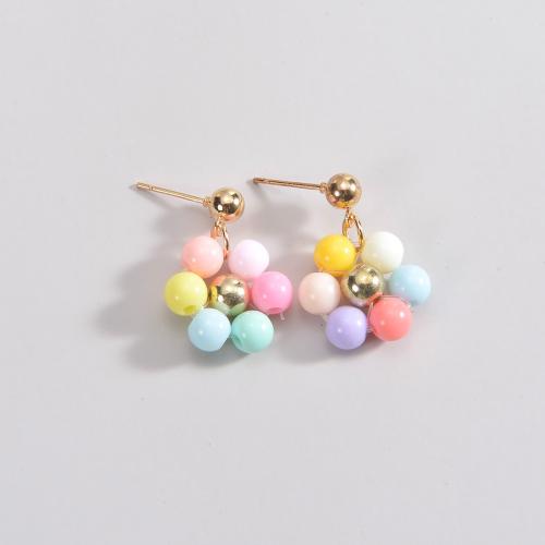 Resin Zinc Alloy Earring, with Resin, Flower, fashion jewelry & for woman 