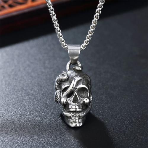 Zinc Alloy Necklace, Skull, fashion jewelry & Unisex Approx 60 cm 