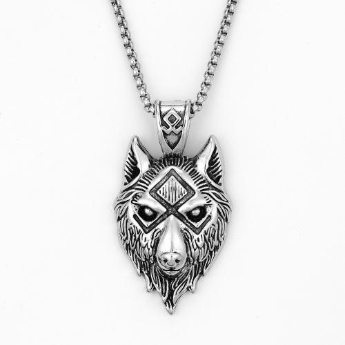 Collier en alliage de zinc, loup, bijoux de mode & unisexe Environ 60 cm, Vendu par PC