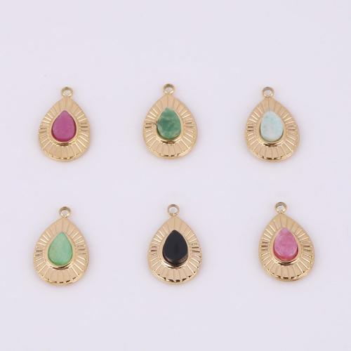 Gemstone Jewelry Pendant, 316 Stainless Steel, with Natural Stone, Vacuum Ion Plating golden 