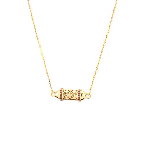 Collier en laiton cubique Zircon Micro Pave, avec 5cm chaînes de rallonge, Placage de couleur d'or, bijoux de mode & pavé de micro zircon & pour femme, plus de couleurs à choisir Environ 45 cm, Vendu par PC