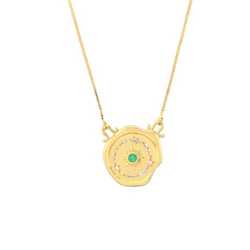 Collier en laiton cubique Zircon Micro Pave, avec 5cm chaînes de rallonge, Placage de couleur d'or, bijoux de mode & pavé de micro zircon & pour femme, plus de couleurs à choisir Environ 45 cm, Vendu par PC