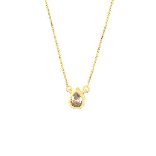 Brass Jewelry Necklace, with Crystal, with 5cm extender chain, gold color plated & fashion jewelry & for woman Approx 45 cm 