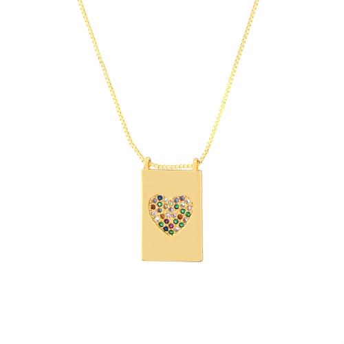 Collier en laiton cubique Zircon Micro Pave, rectangle, Placage de couleur d'or, bijoux de mode & modèles différents pour le choix & pavé de micro zircon & pour femme, plus de couleurs à choisir Environ 35-45 cm, Vendu par PC