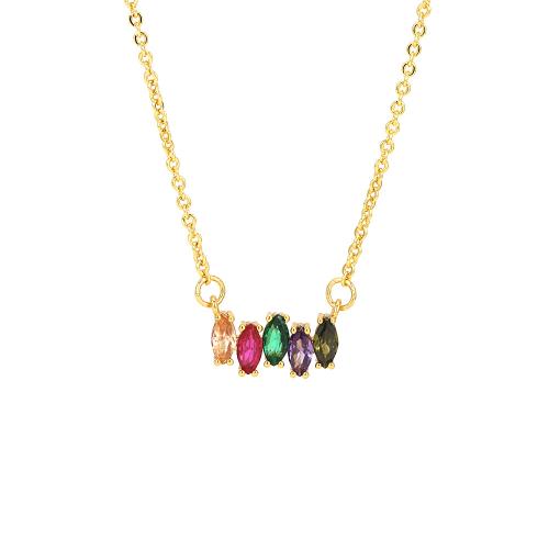 Collier en laiton cubique Zircon Micro Pave, avec 5cm chaînes de rallonge, Placage de couleur d'or, bijoux de mode & normes différentes pour le choix & pavé de micro zircon & pour femme, plus de couleurs à choisir Environ 40 cm, Vendu par PC[