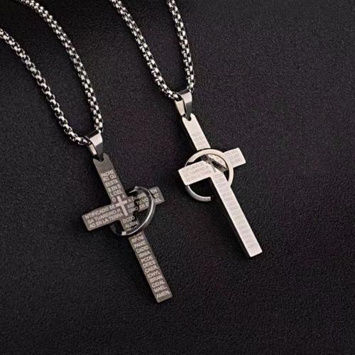 Titanium Steel Jewelry Necklace, Cross, polished & for man 