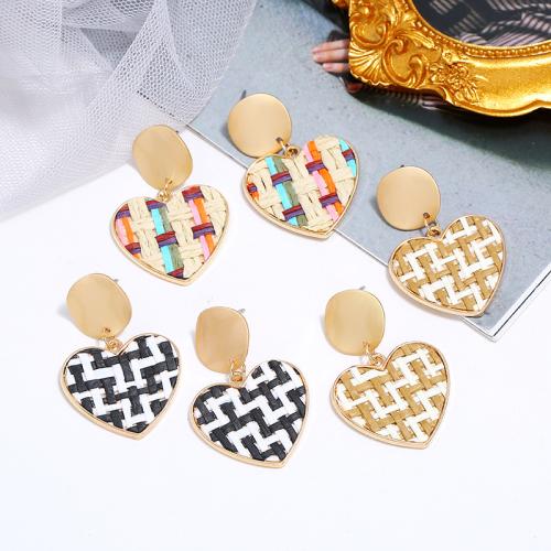 Fashion Create Jewelry Earring, Zinc Alloy, with Straws, Heart, fashion jewelry & for woman 