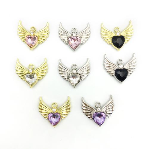 Zinc Alloy Rhinestone Pendants, Wing Shape, DIY & with rhinestone 