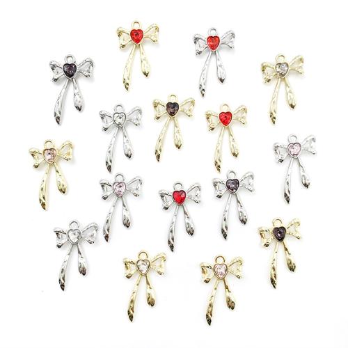 Zinc Alloy Rhinestone Pendants, Bowknot, DIY & with rhinestone 