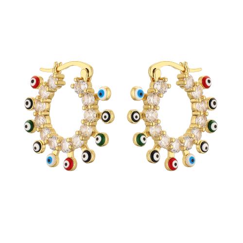 Evil Eye Earrings, Brass, plated, for woman & enamel [