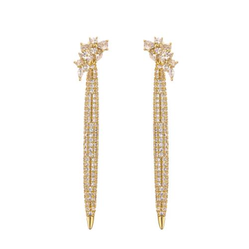 Cubic Zirconia Micro Pave Brass Earring, plated, micro pave cubic zirconia & for woman 