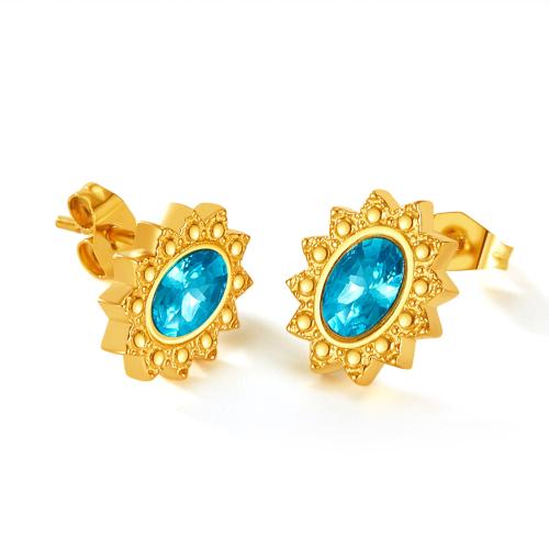 Boucles d'oreilles en acier titane, Placage, pavé de micro zircon & pour femme, plus de couleurs à choisir Vendu par paire