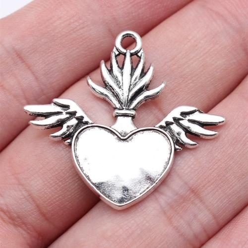 Pendentifs coeur en alliage de zinc, Plaqué de couleur d'argent, DIY Vendu par PC