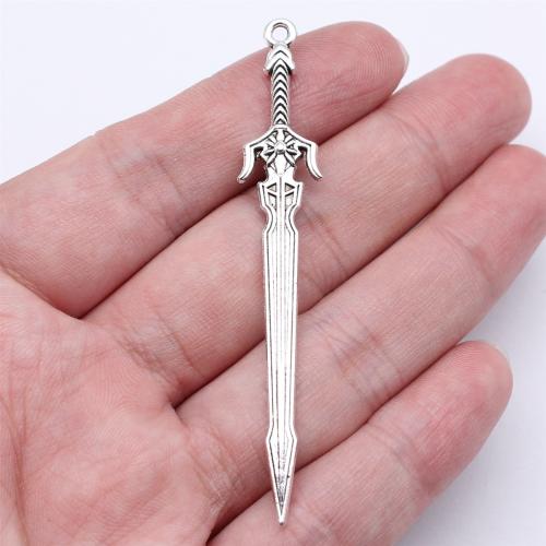 Zinc Alloy Jewelry Pendants, Sword, antique silver color plated, DIY, 69mm 